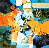 Ashkal, 18 x 18 Inch, Acrylic on Canvas, Figurative Painting, AC-ASH-341